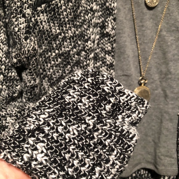 B&W Knit Faux Leather Cardigan - Picture 6 of 12